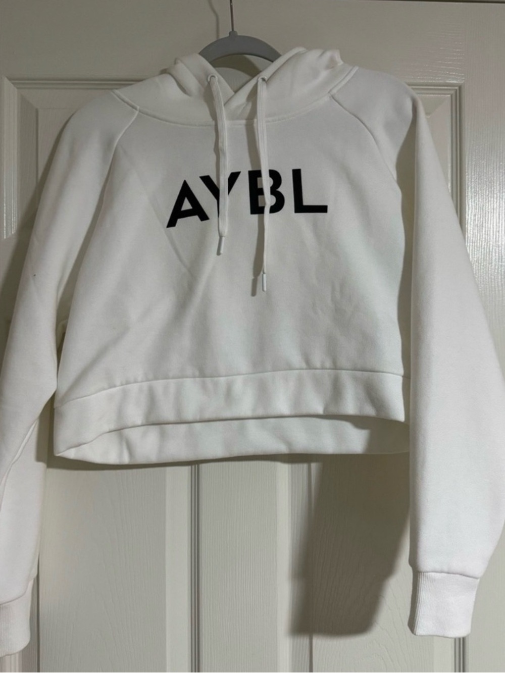 AYBL White Cropped Logo Hoodie